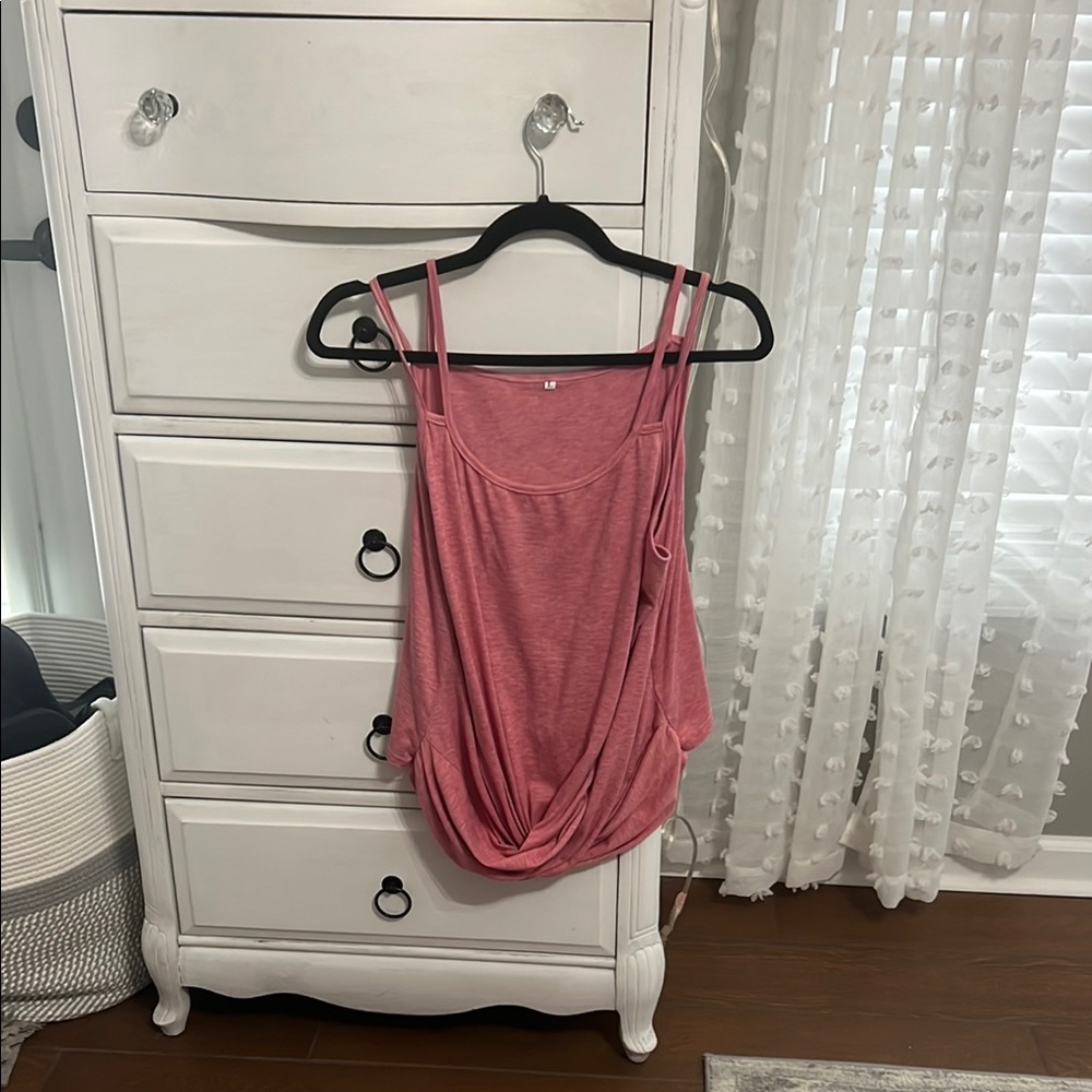 Amazon Pink Draped Sleeveless Tank Top